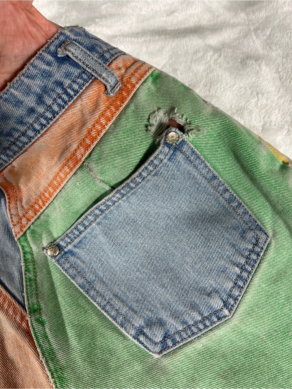 Vintage Nuovo County Seat Patchwork Denim Cutoff Shorts - Picture 8 of 13